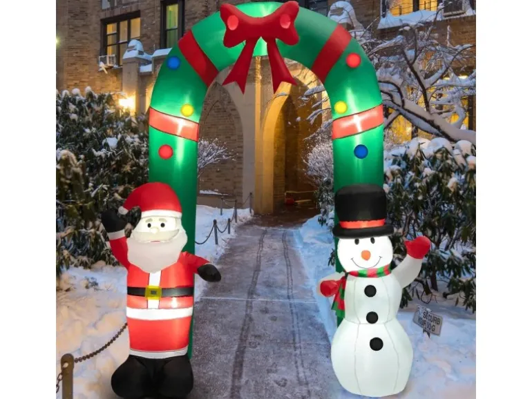 Costway Aufblasbarer Weihnachtsbogen LED Weihnachtsdekoration 245cm