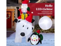 Costway Aufblasbarer Weihnachtsmann Eisbär mit Pinguin 210cm