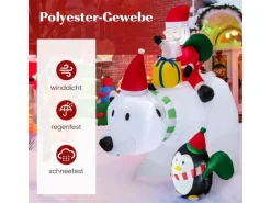 Costway Aufblasbarer Weihnachtsmann Eisbär mit Pinguin 210cm