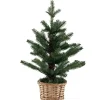 Costway Beleuchteter Mini Weihnachtsbaum & Weidenholztopf & Timer 48cm
