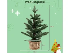 Costway Beleuchteter Mini Weihnachtsbaum & Weidenholztopf & Timer 48cm