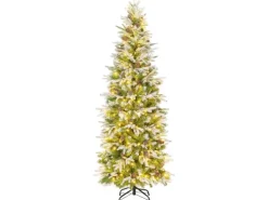 Costway Bleistift Weihnachtsbaum mit Beleuchtung und Schnee 190 cm