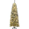 Costway Bleistift Weihnachtsbaum mit Schnee und Led-Leuchten 180cm