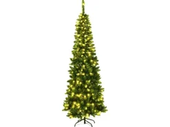 Costway Bleistift Weihnachtsbaum mit Led-Leuchten 200cm