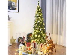 Costway Bleistift Weihnachtsbaum mit Led-Leuchten 200cm