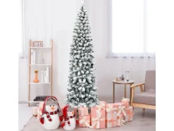 Costway Bleistift Weihnachtsbaum mit Schnee 225cm