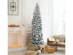 Costway Bleistift Weihnachtsbaum mit Schnee 225cm