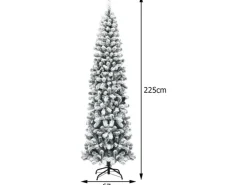 Costway Bleistift Weihnachtsbaum mit Schnee 225cm