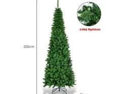 Costway Bleistift Weihnachtsbaum mit Led-Leuchten 225cm