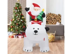 Costway 200cm Aufblasbarer Weihnachtsmann Eisbär
