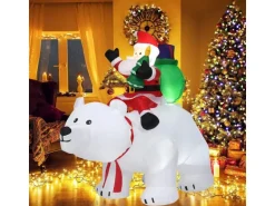 Costway 200cm Aufblasbarer Weihnachtsmann Eisbär