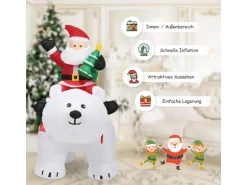 Costway 200cm Aufblasbarer Weihnachtsmann Eisbär