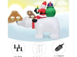 Costway 200cm Aufblasbarer Weihnachtsmann Eisbär