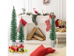 Costway 3er Weihnachtsbaum Künstlich Bleistift 90&120&150cm Grün