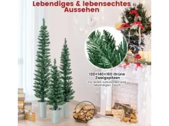 Costway 3er Weihnachtsbaum Künstlich Bleistift 90&120&150cm Grün