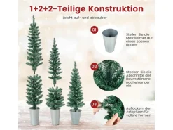 Costway 3er Weihnachtsbaum Künstlich Bleistift 90&120&150cm Grün