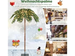 Costway Künstliche Palme Beleuchtet Led Baum mit 813 Spitzen 180 cm