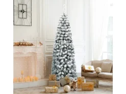 Costway Künstlicher Bleistift Weihnachtsbaum mit Schnee Grün 180cm