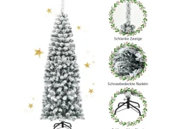 Costway Künstlicher Bleistift Weihnachtsbaum mit Schnee Grün 180cm