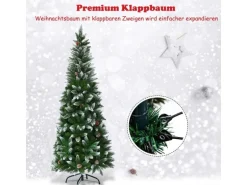 Costway Künstlicher Bleistift Weihnachtsbaum mit Kiefernzapfen 180cm