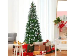 Costway Künstlicher Bleistift Weihnachtsbaum mit Kiefernzapfen 180cm