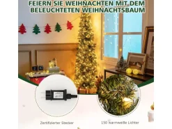 Costway Künstlicher Halber Weihnachtsbaum & 403 Zweigen 210cm