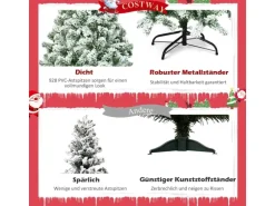 Costway Künstlicher Weihnachtsbaum 928 Spitzen PVC 180cm