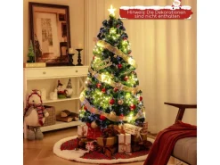 Costway Künstlicher Weihnachtsbaum Glasfaser &170 Zweigspitzen 150cm