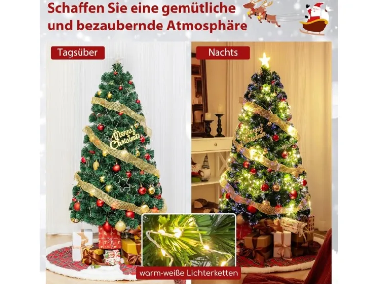 Costway Künstlicher Weihnachtsbaum Glasfaser &170 Zweigspitzen 150cm