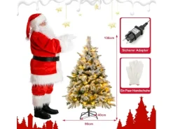 Costway Künstlicher Weihnachtsbaum mit 250 Led-Lichtern Grün 180cm
