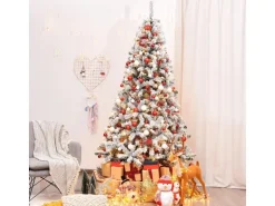 Costway Künstlicher Weihnachtsbaum mit Warmweißen Led-Leuchten 225cm