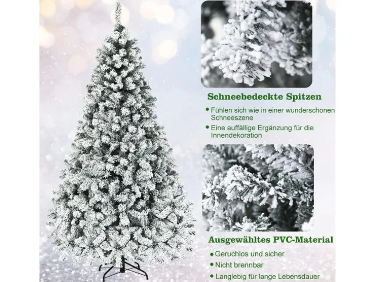 Costway Künstlicher Weihnachtsbaum mit Warmweißen Led-Leuchten 225cm