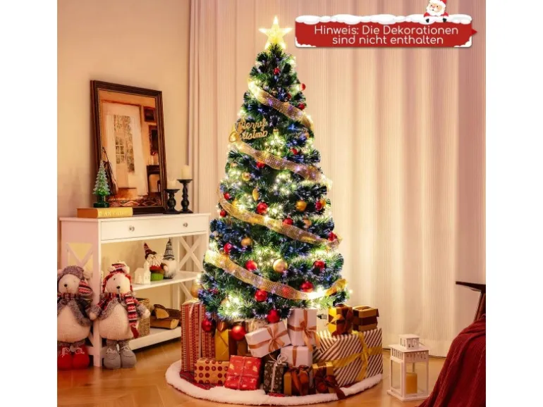 Costway Künstlicher Weihnachtsbaum Glasfaser &230 Zweigspitzen 180cm
