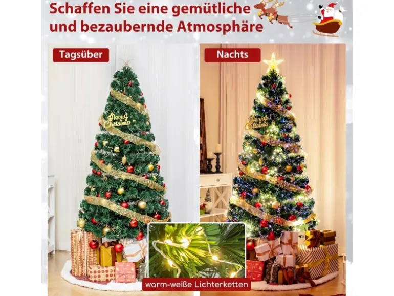 Costway Künstlicher Weihnachtsbaum Glasfaser &230 Zweigspitzen 180cm