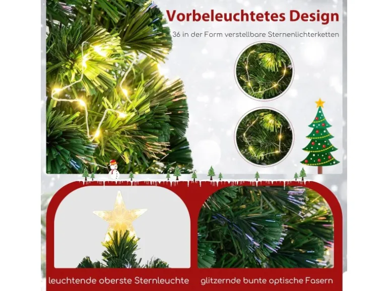 Costway Künstlicher Weihnachtsbaum Glasfaser &230 Zweigspitzen 180cm