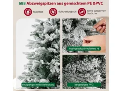 Costway Künstlicher Weihnachtsbaum mit 200 Led-Lichtern Weiß-Grün 136cm