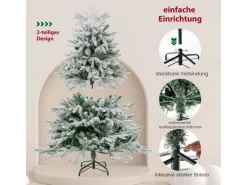 Costway Künstlicher Weihnachtsbaum mit 200 Led-Lichtern Weiß-Grün 136cm