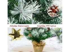 Costway Künstlicher Weihnachtsbaum 34 Schneebedeckte Spitzen 60cm