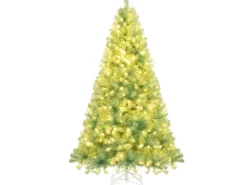 Costway Künstlicher Weihnachtsbaum mit Beleuchtung Tannenbaum 225cm