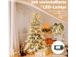 Costway Künstlicher Weihnachtsbaum&Beleuchtung & 594 Weigspitzen 180cm