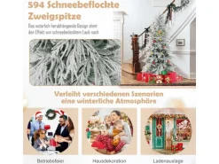 Costway Künstlicher Weihnachtsbaum&Beleuchtung & 594 Weigspitzen 180cm