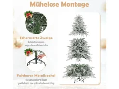 Costway Künstlicher Weihnachtsbaum&Beleuchtung & 594 Weigspitzen 180cm