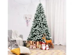 Costway Künstlicher Weihnachtsbaum mit Schnee und Led-Leuchten 225cm