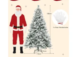 Costway Künstlicher Weihnachtsbaum mit 8 Lichtmodi Weiß 180cm