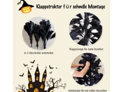 Costway Künstlicher Weihnachtsbaum mit Klappsystem Schwarz 180cm