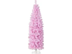 Costway Künstlicher Weihnachtsbaum Bleistift Rosa 180cm