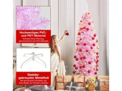 Costway Künstlicher Weihnachtsbaum Bleistift Rosa 180cm