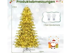 Costway Künstlicher Weihnachtsbaum mit Beleuchtung Tannenbaum 210cm