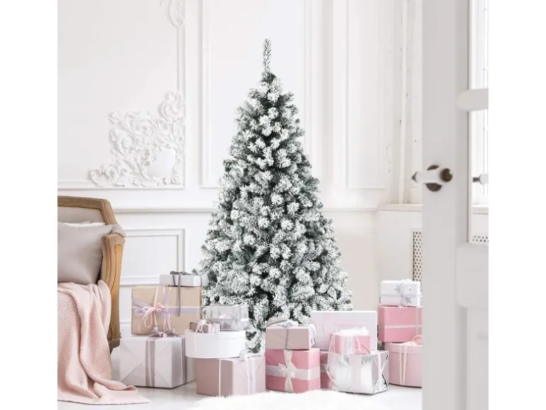 Costway Künstlicher Weihnachtsbaum mit Warmweißen Led-Leuchten 180cm