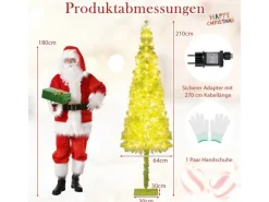 Costway Künstlicher Weihnachtsbaum mit Beleuchtung und Schnee 210cm